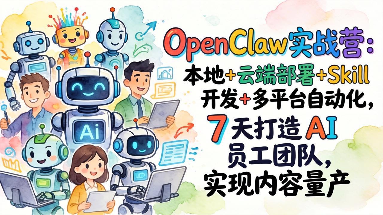 （17673期）OpenClaw实战营-更新：本地+云端部署+Skill开发+多平台自动化，7天打造AI员工团队+实现内容量产-我爱项目网