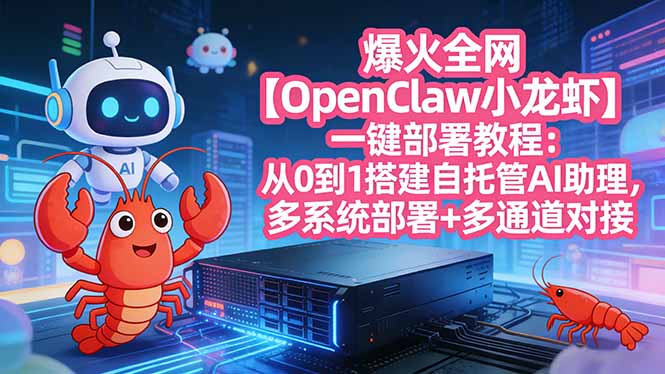 （17612期）爆火全网【OpenClaw 小龙虾】一键部署教程：从0到1搭建自托管AI助理，多系统部署+多通道对接-我爱项目网