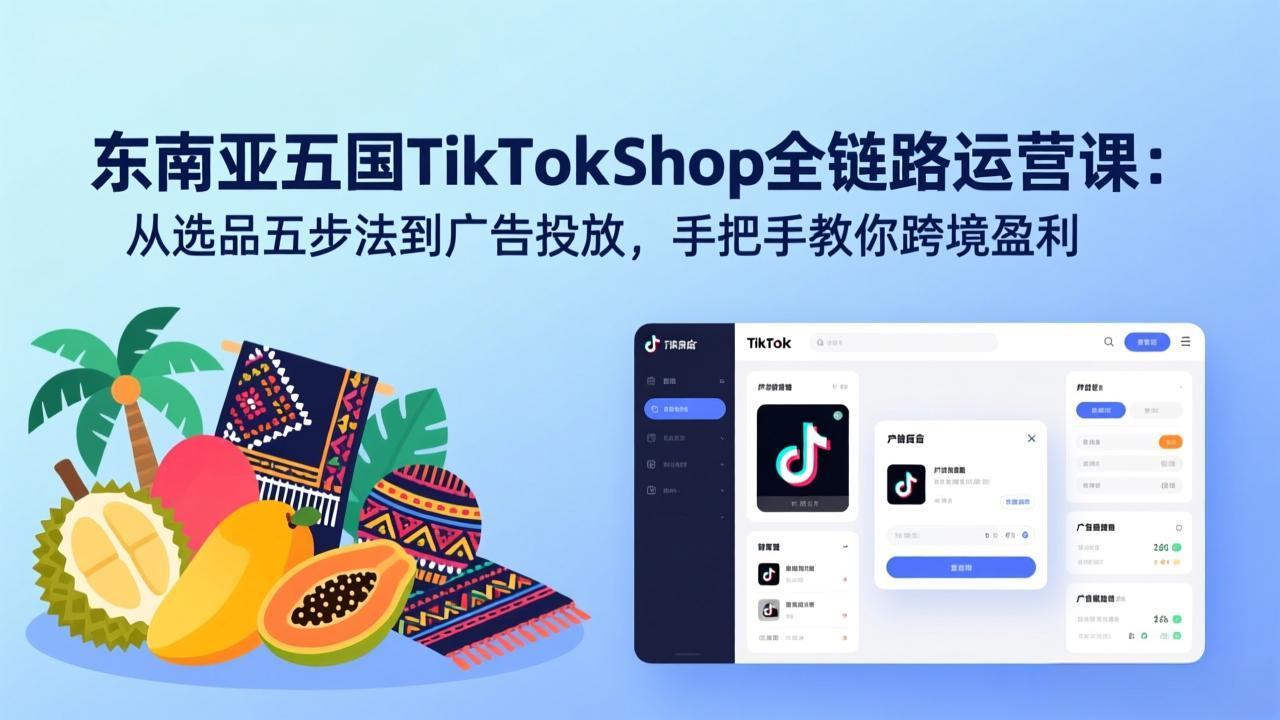 （17511期）东南亚五国TikTok Shop全链路运营课：从选品五步法到广告投放，手把手教你跨境盈利-我爱项目网