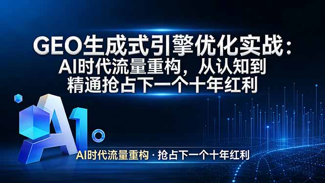（17708期）GEO 生成式引擎优化实战：AI时代流量重构，从认知到精通抢占下一个十年红利-我爱项目网