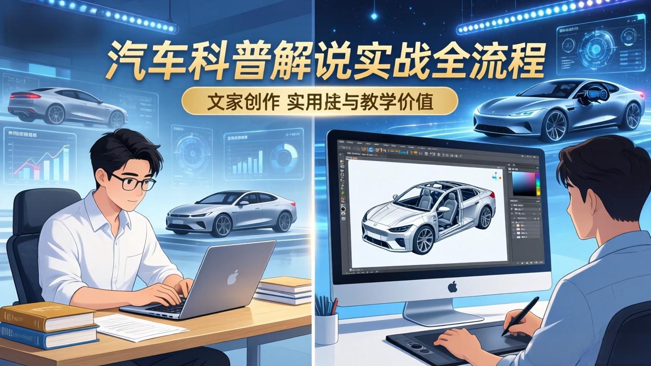 （17665期）抖音汽车科普解说实战：文案+动画+画面处理+去水印全流程，打造专业汽车科普视频-我爱项目网