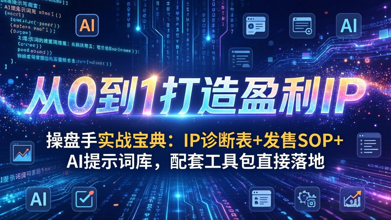 （17593期）操盘手实战宝典：IP诊断表+发售SOP+AI提示词库，配套工具包直接落地，从0到1打造盈利IP-我爱项目网