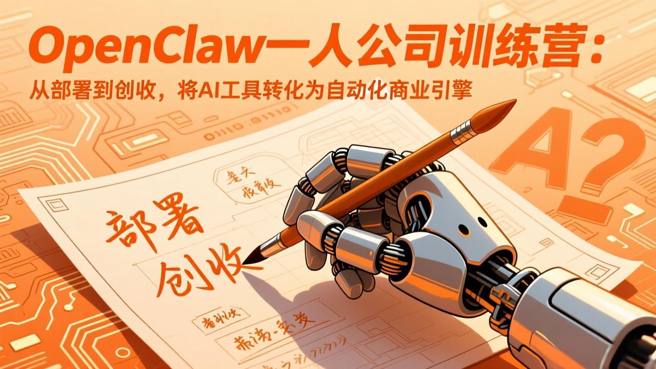 （17540期）OpenClaw一人公司训练营：从部署到创收，将AI工具转化为自动化商业引擎-我爱项目网