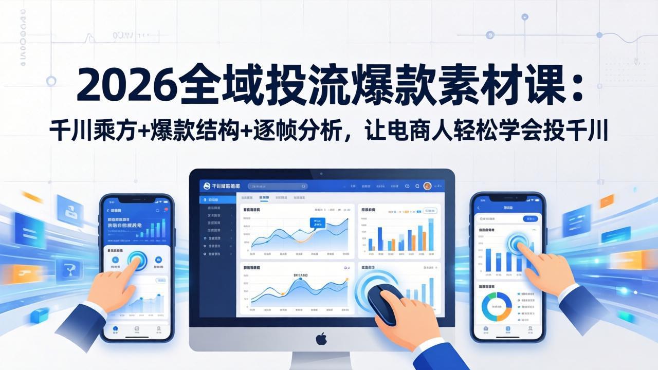 (17705期)2026全域投流爆款素材课:千川乘方+爆款结构+逐帧分析,让电商人轻松学会投千川-我爱项目网