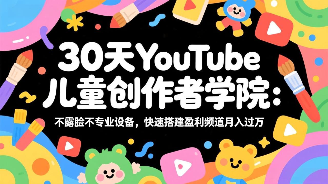 （17554期）30天YouTube儿童创作者学院：不露脸不专业设备，快速搭建盈利频道月入过万-我爱项目网