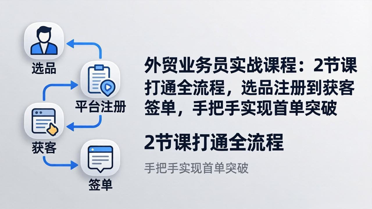 （17770期）外贸业务员实战课程：2节课打通全流程，选品注册到获客签单，手把手实现首单突破-我爱项目网