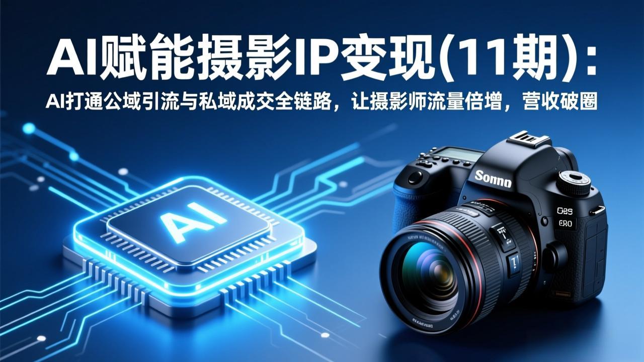 （17558期）AI赋能摄影IP变现(11期)：AI打通公域引流与私域成交全链路，让摄影师流量倍增，营收破圈-我爱项目网