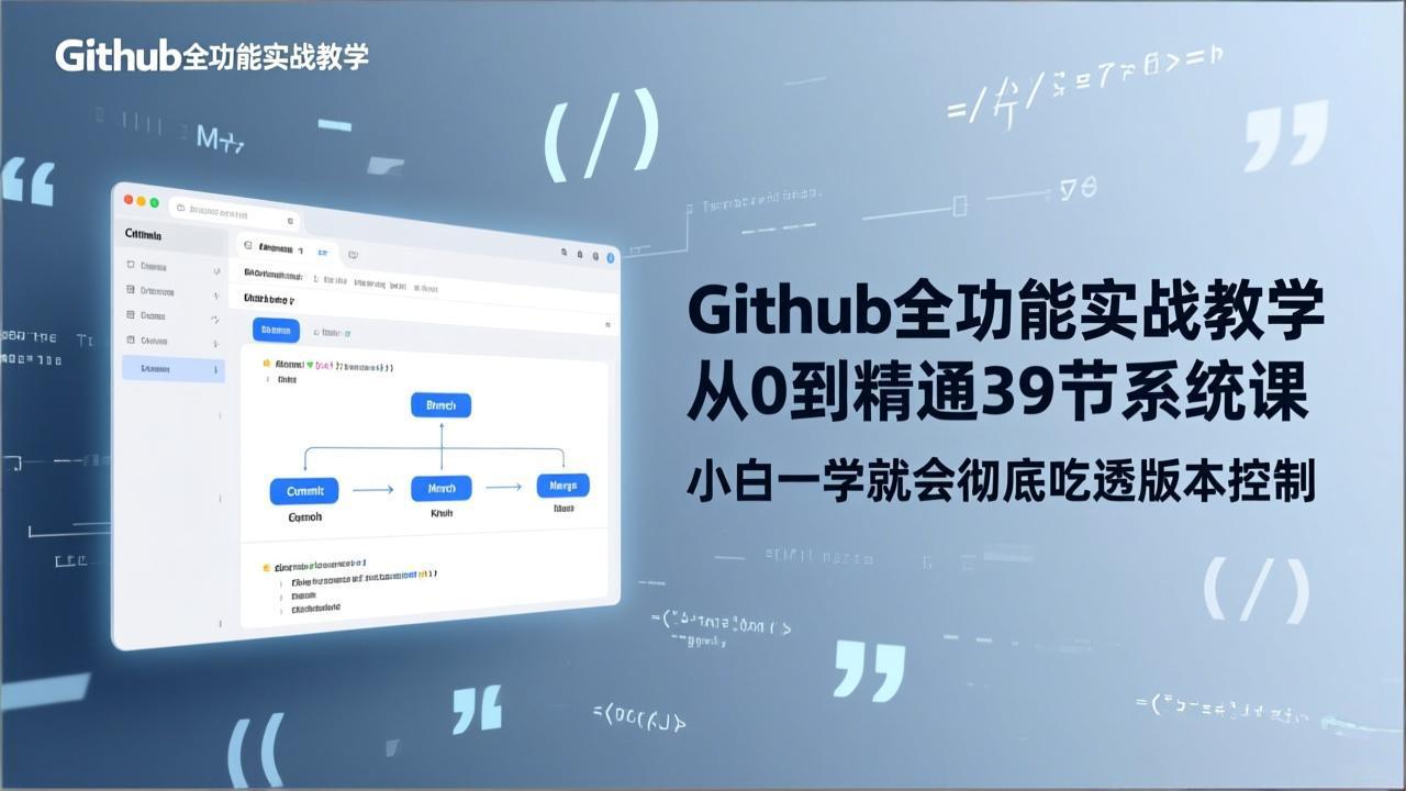 （17501期）GitHub-全功能实战教学，从0到精通39节系统课，小白一学就会彻底吃透版本控制-我爱项目网