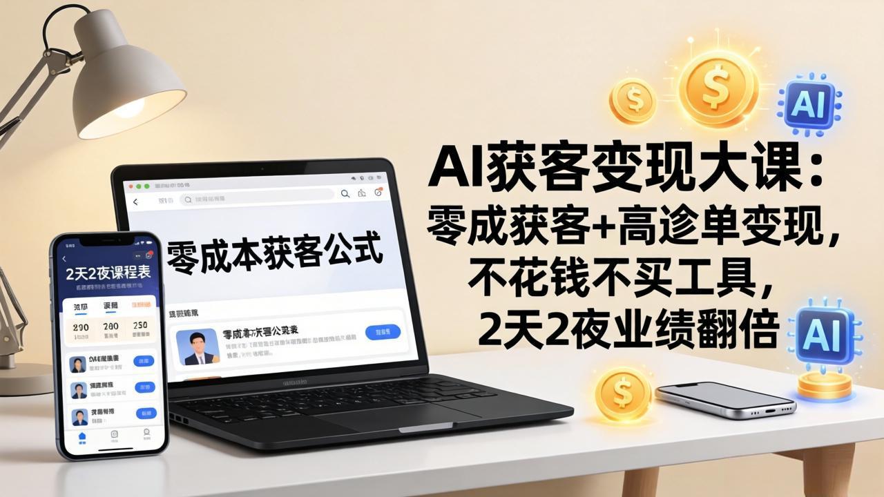 （17735期）AI获客变现大课：零成本获客+高客单变现，不花钱不买工具，2天2夜业绩翻倍-我爱项目网
