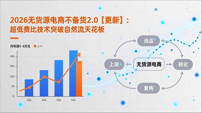 （17736期）2026无货源电商不备货2.0【更新-3月】：超低费比技术突破自然流天花板，单店月利润1-3万元-我爱项目网