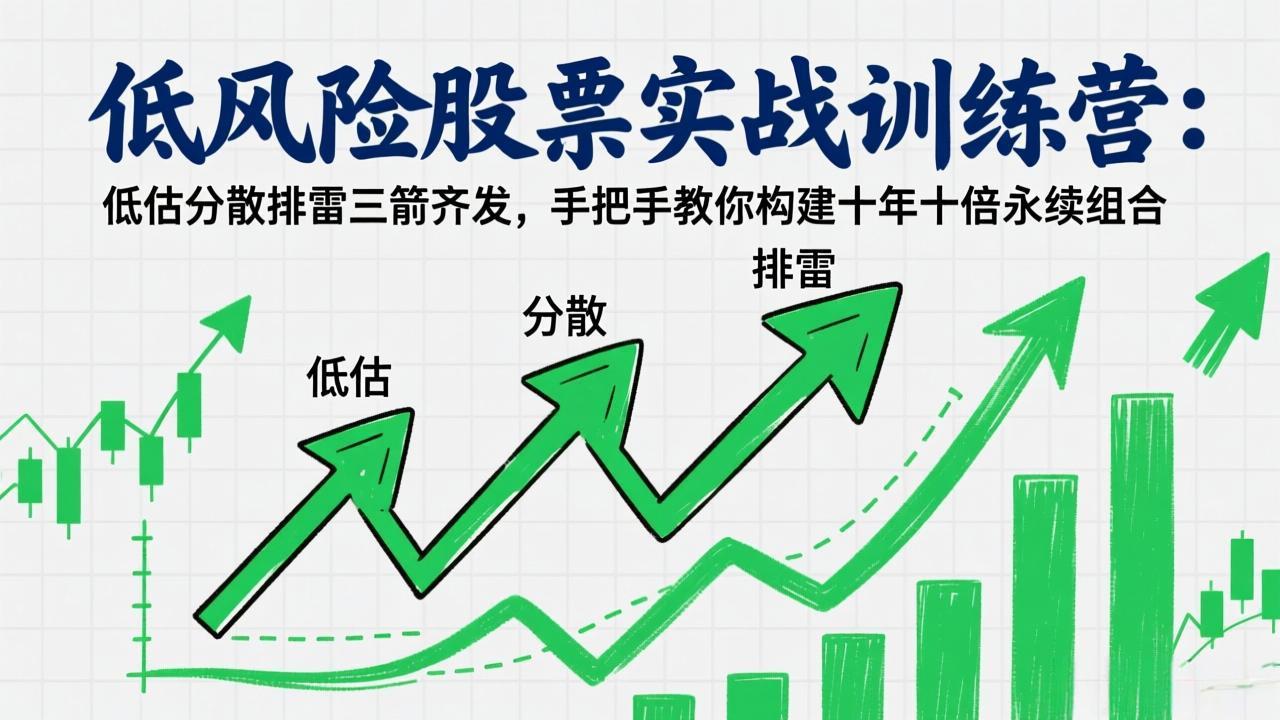 （17487期）低风险股票实战训练营：低估分散排雷三箭齐发，手把手教你构建十年十倍永续组合-我爱项目网