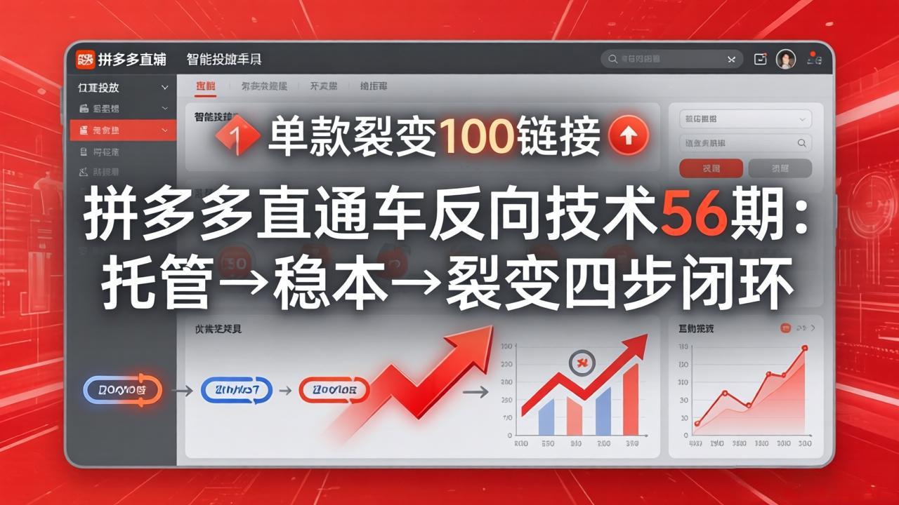 （17737期）拼多多直通车反向技术56期：托管→稳本→裂变四步闭环，单款裂变100链接抢占核心流量-我爱项目网