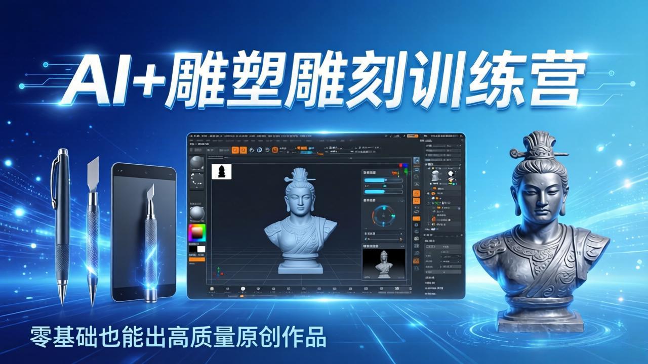 （17651期）AI+雕塑雕刻训练营：从AI创作、大模型训练到3D雕刻 + 渲染，零基础也能出高质量原创作品-我爱项目网