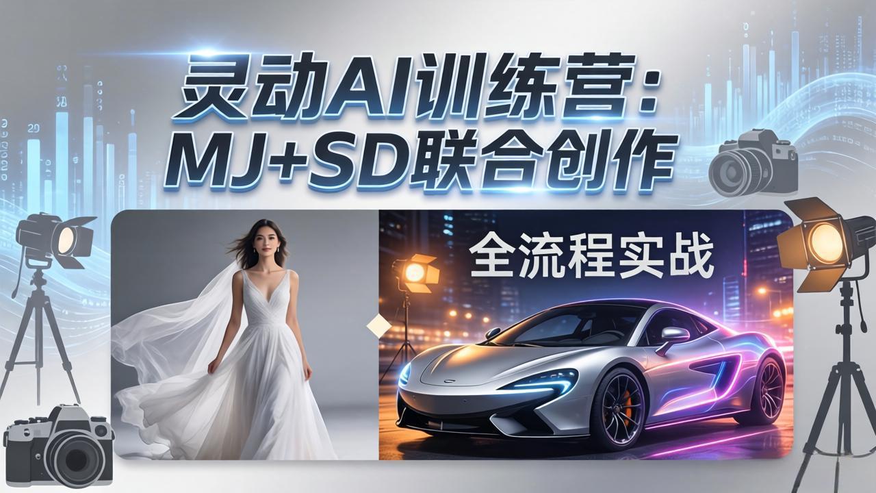 （17795期）灵动AI训练营-3.0课程：MJ+SD联合创作，从婚纱大片到汽车广告，摄影后期全流程实战-我爱项目网