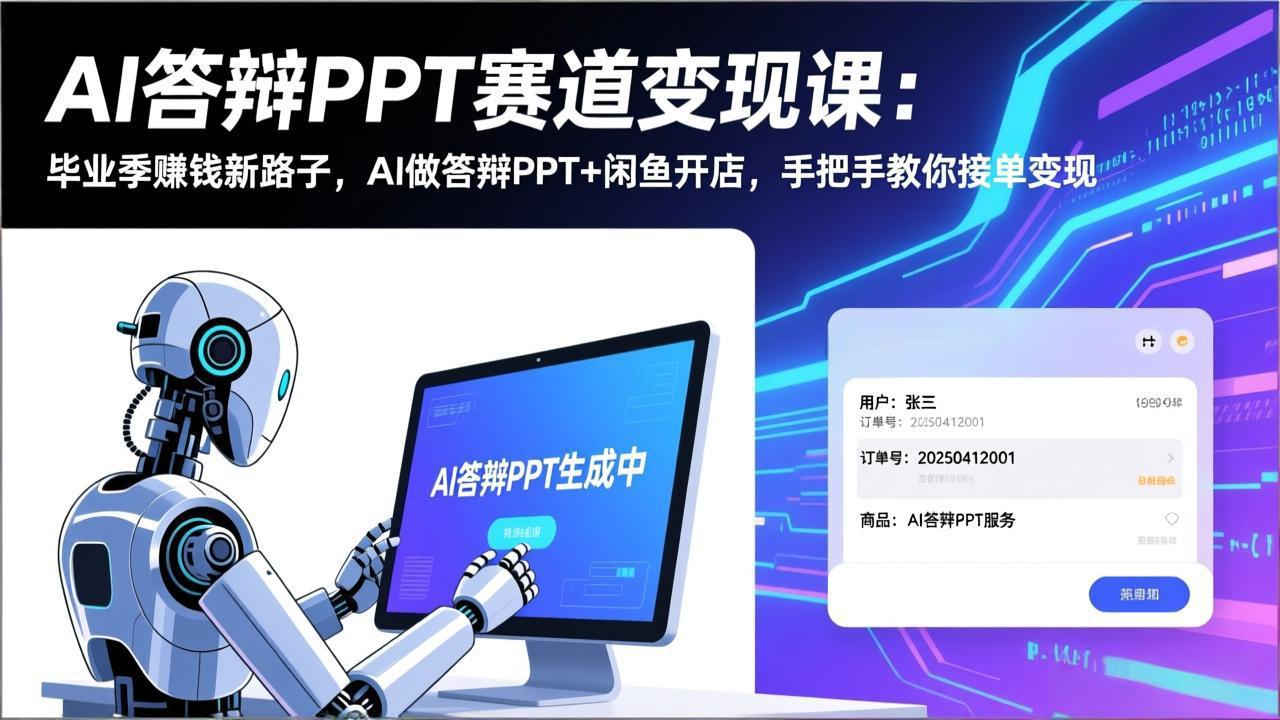 （17546期）AI答辩PPT赛道变现课：毕业季赚钱新路子，AI做答辩PPT+闲鱼开店，手把手教你接单变现-我爱项目网