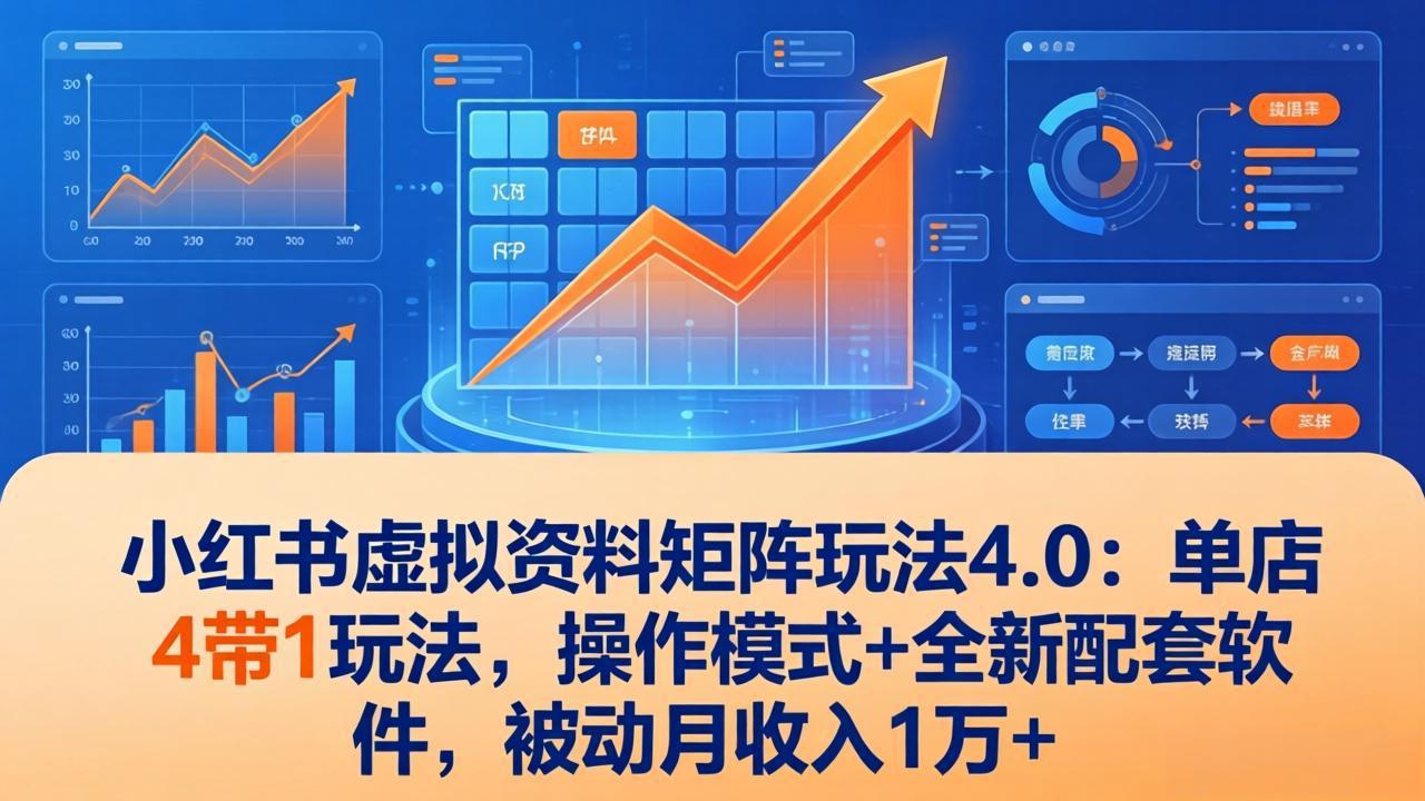（17730期）小红书虚拟资料矩阵玩法4.0：单店4带1玩法，操作模式+全新配套软件，被动月收入1万+-我爱项目网