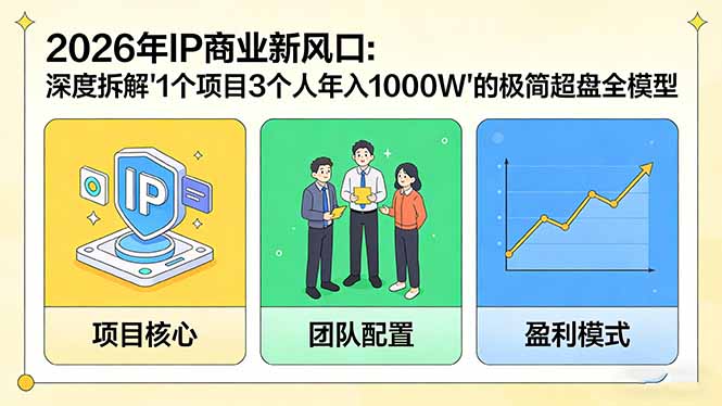 （17661期）2026年IP商业新风口：深度拆解“1个项目3个人年入1000W”的极简超盘全模型-我爱项目网