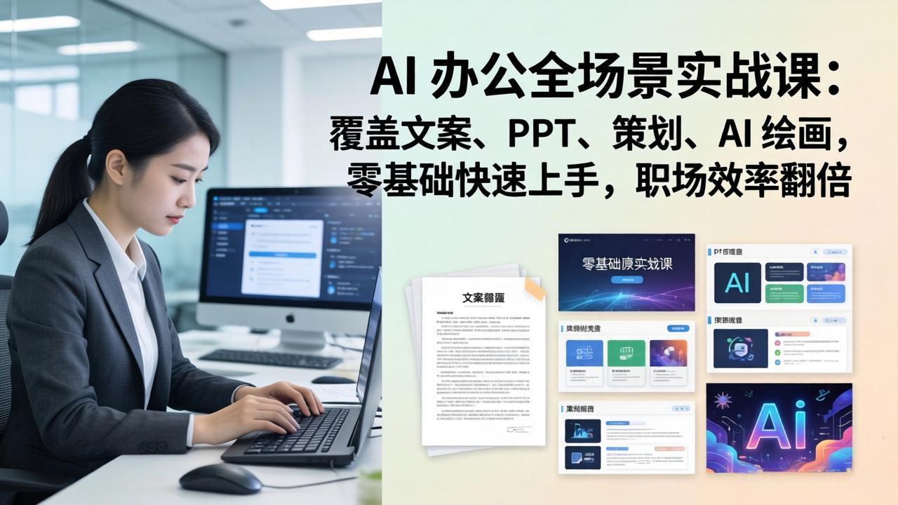 (17732期) AI 办公全场景实战课:覆盖文案、PPT、策划、AI 绘画,零基础快速上手,职场效率翻倍-我爱项目网