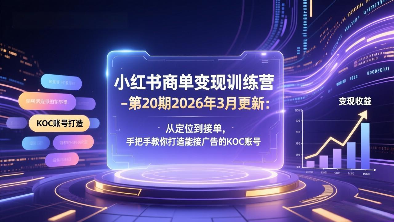 （17590期）小红书商单变现训练营-第20期26年3月更新：从定位到接单，手把手教你打造能接广告的KOC账号-我爱项目网