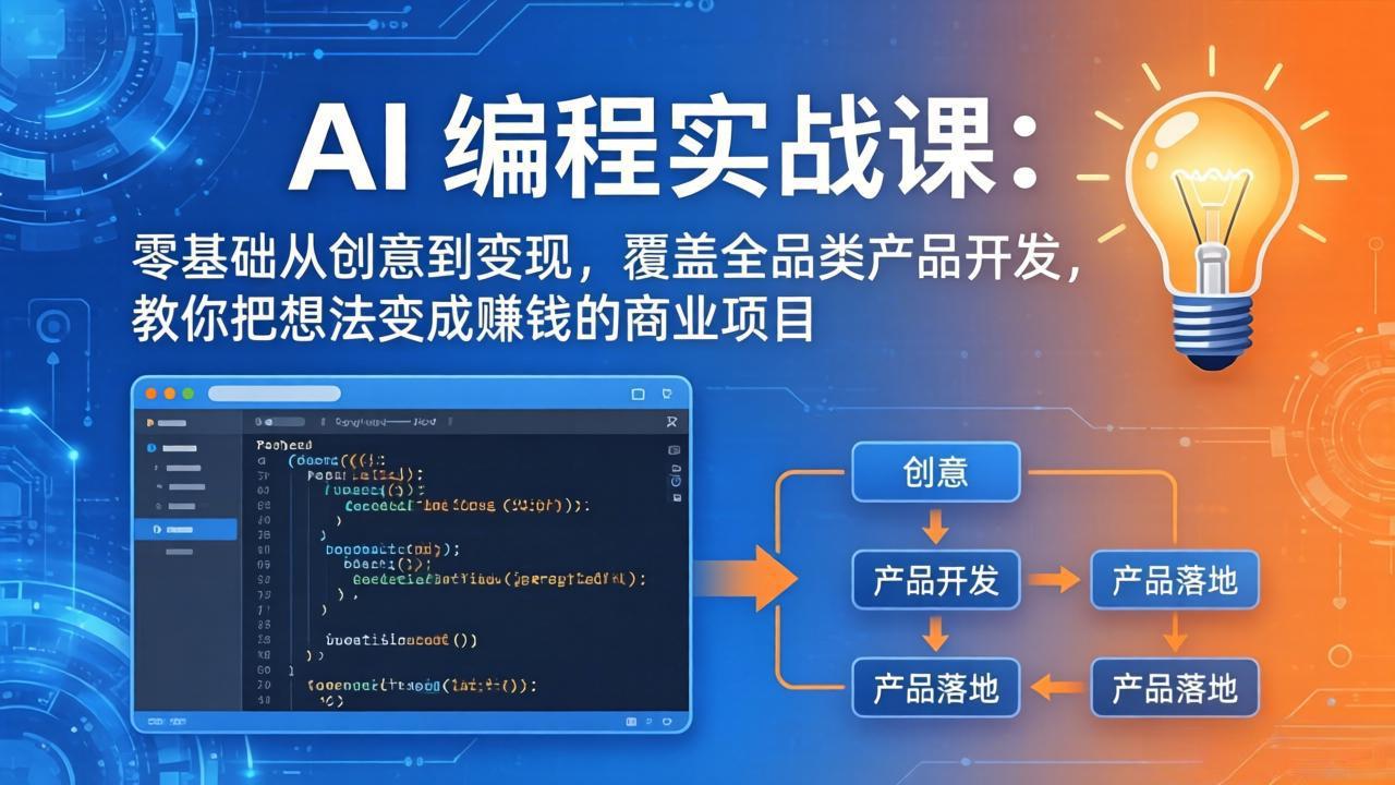 （17814期）AI编程实战课-第三期更新：零基础从创意到变现，覆盖全品类产品开发，把想法变成赚钱的项目-我爱项目网