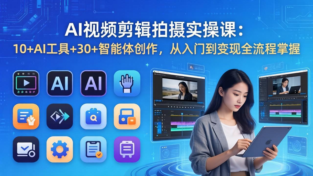 （17818期）AI 视频剪辑拍摄实操课：10+AI工具+30+智能体创作，从入门到变现全流程掌握-我爱项目网