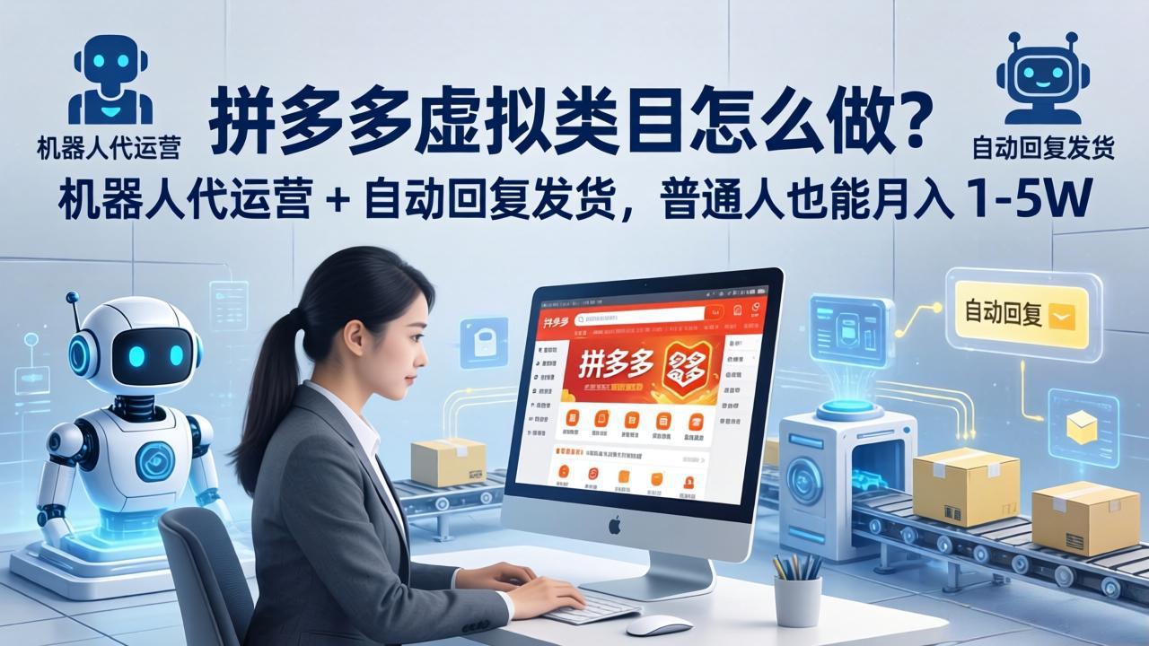 （18111期）拼多多虚拟类目怎么做？机器人代运营 + 自动回复发货，普通人也能月入 1-5W-我爱项目网