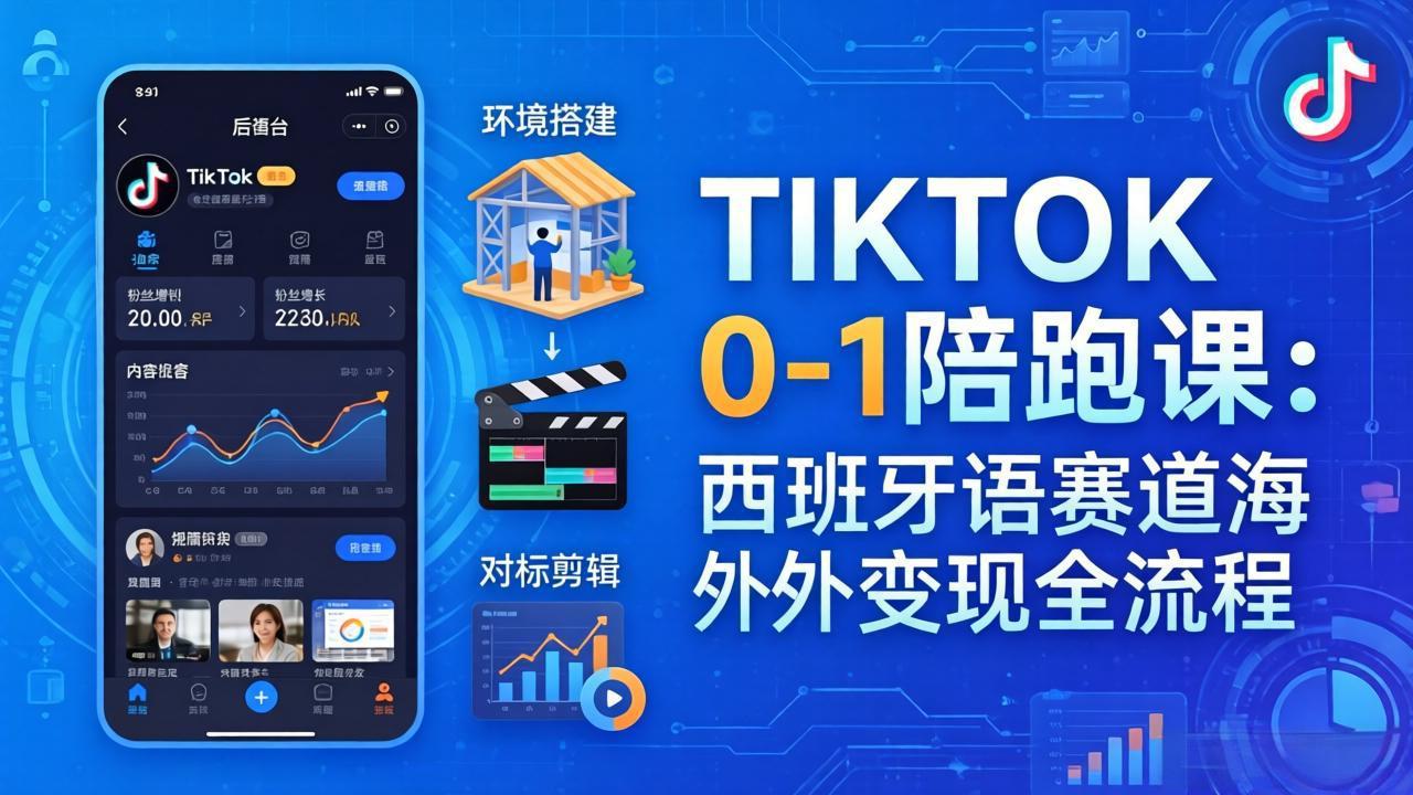 （17908期）TIKTOK 0-1 陪跑课：从环境搭建到刷对标剪辑，西班牙语赛道海外变现全流程-我爱项目网