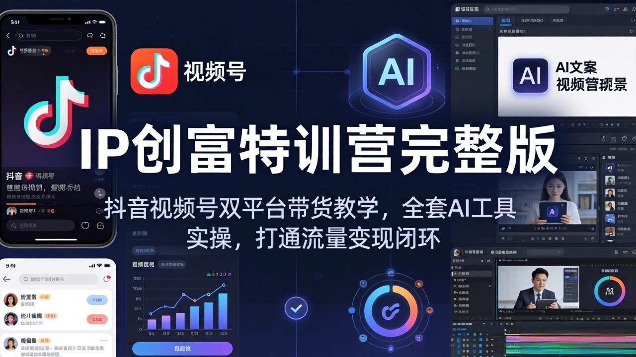 （18114期） IP创富特训营完整版：抖音视频号双平台带货教学，全套AI工具实操，打通流量变现闭环-我爱项目网