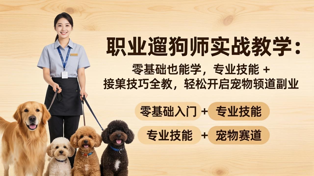（18115期）职业遛狗师实战教学：零基础也能学，专业技能 + 接单技巧全教，轻松开启宠物赛道副业-我爱项目网