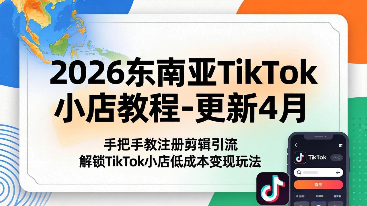 （18180期）2026东南亚TikTok小店教程-更新4月，手把手教注册剪辑引流，解锁TikTok小店低成本变现玩法-我爱项目网