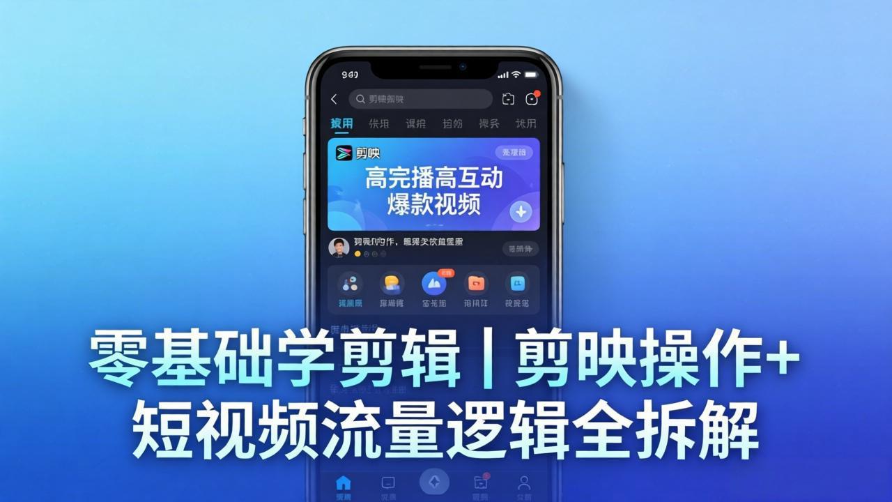 （18117期） 【零基础学剪辑】剪映操作+短视频流量逻辑全拆解｜手把手教你剪出高完播高互动爆款视频-我爱项目网