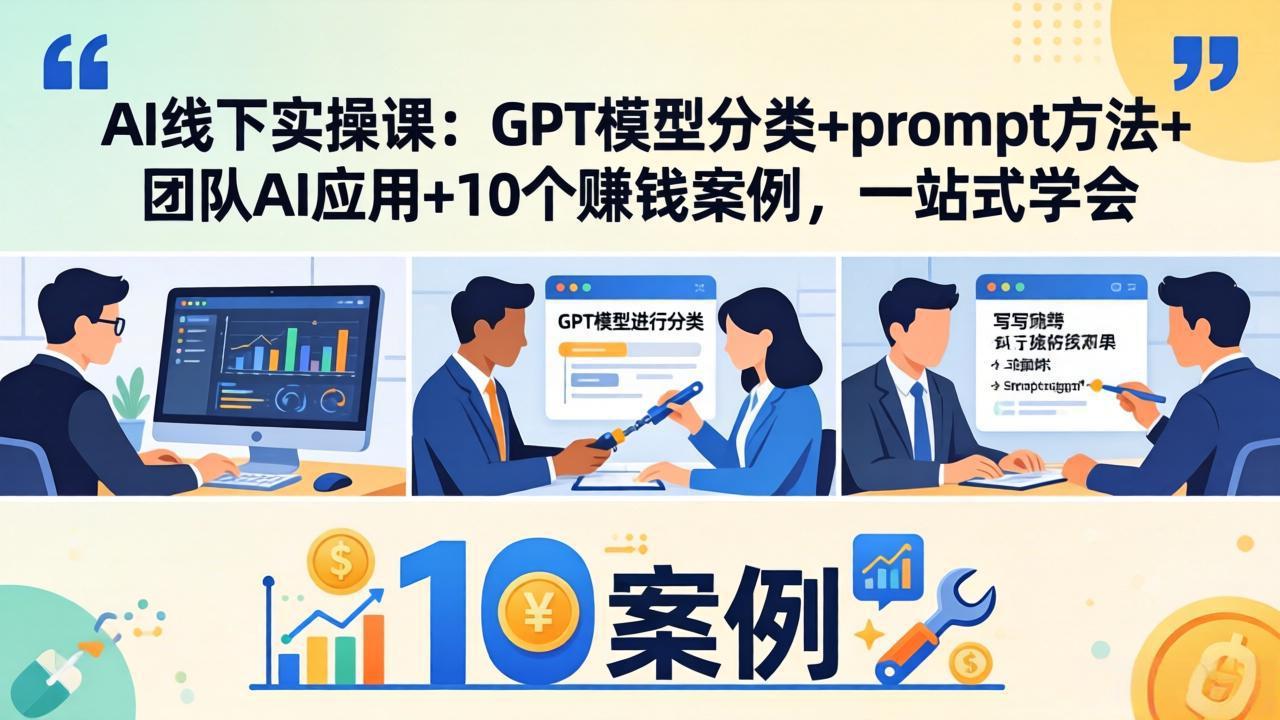 （18017期）AI线下实操课：GPT模型分类+prompt方法+团队AI应用+10个赚钱案例，一站式学会-我爱项目网