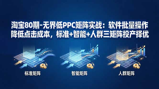 （17987期）淘宝80期-无界低PPC矩阵实战：软件批量操作降低点击成本，标准+智能+人群三矩阵投产择优-我爱项目网