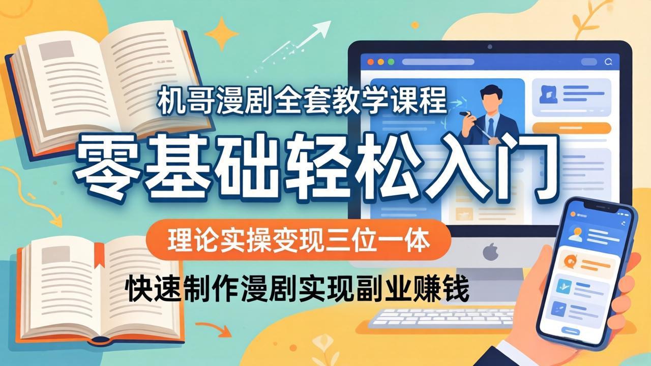 （18168期）机哥漫剧全套教学课程，理论实操变现三位一体，零基础轻松入门，快速制作漫剧实现副业赚钱-我爱项目网