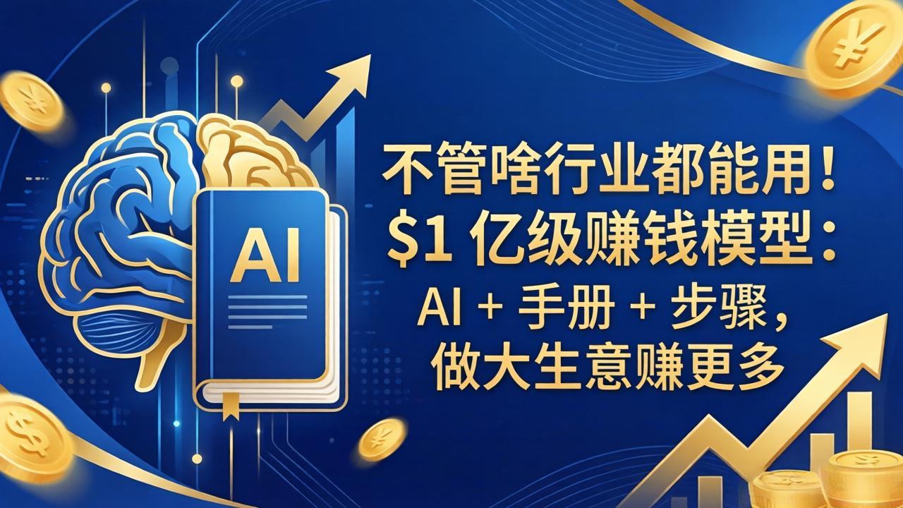 （18055期）不管啥行业都能用！$1 亿级赚钱模型：AI + 手册 + 步骤，做大生意赚更多-我爱项目网