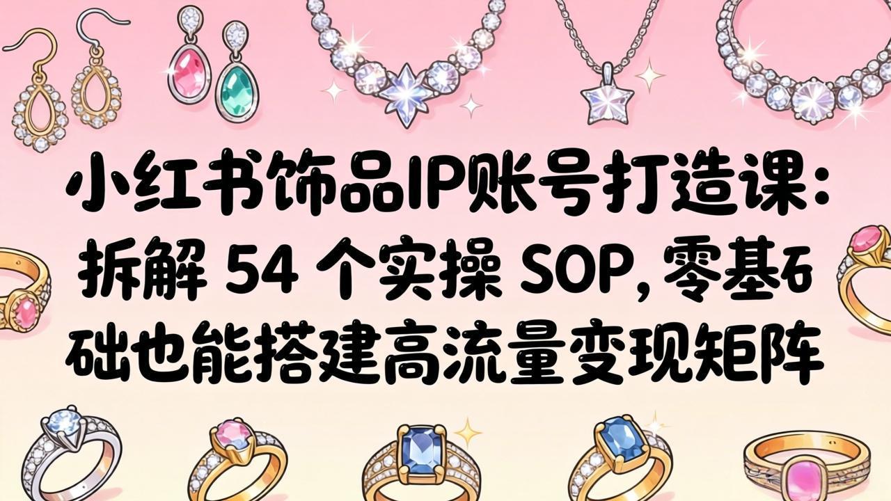 （18101期）小红书饰品IP账号打造课：拆解 54 个实操 SOP，零基础也能搭建高流量变现矩阵-我爱项目网