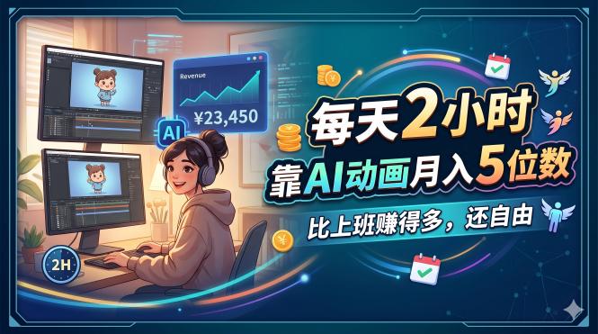 （18051期）每天 2 小时，靠 AI 动画月入 5 位数，比上班赚得多，还自由-我爱项目网