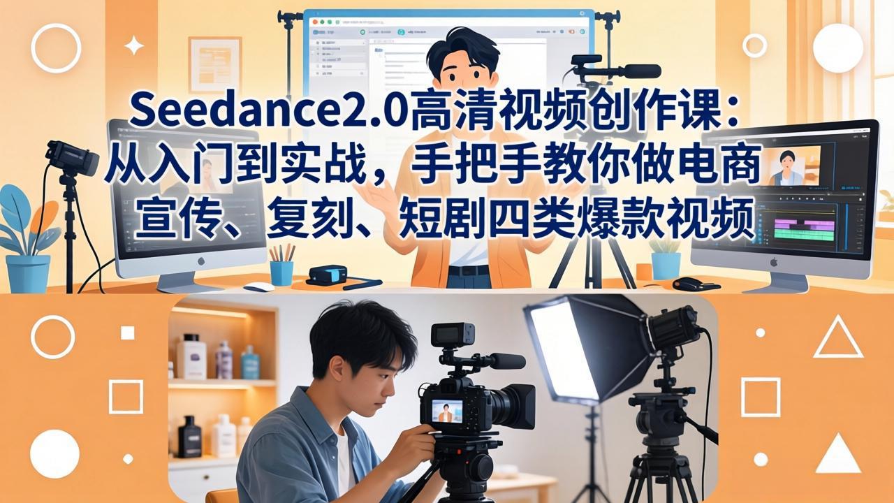 （18019期）Seedance2.0高清视频创作课：从入门到实战，手把手教你做电商、宣传、复刻、短剧四类爆款视频-我爱项目网