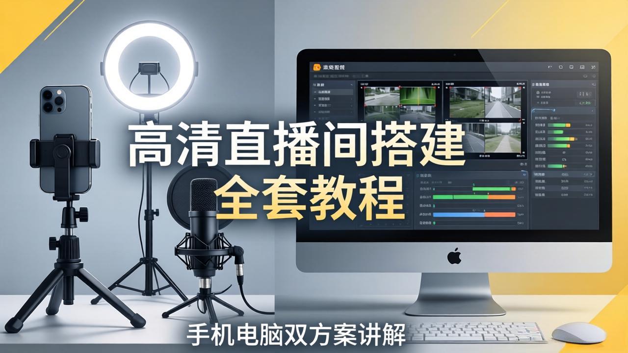 （18104期）高清直播间搭建全套教程，手机电脑双方案讲解，设备选型调试多机位实操教学-我爱项目网