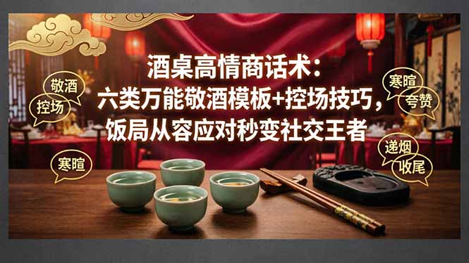 (18020期)付费文章:酒桌高情商话术:六类万能敬酒模板+控场技巧,饭局从容应对秒变社交王者-我爱项目网
