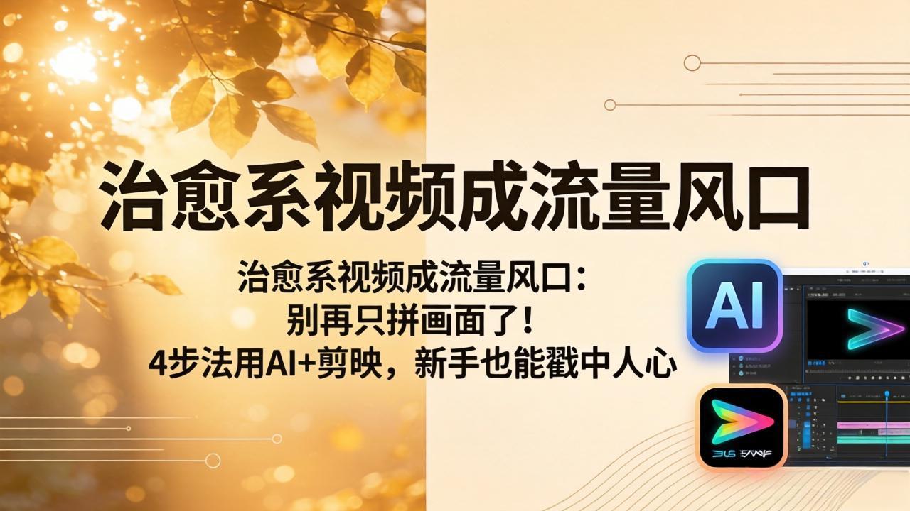 （18219期）治愈系视频成流量风口：别再只拼画面了！4步法用AI+剪映，新手也能戳中人心-我爱项目网
