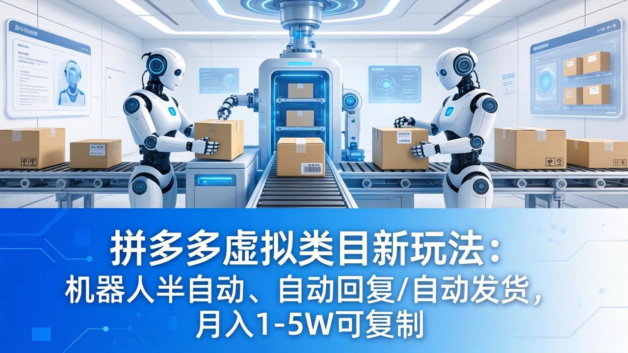 （18038期）拼多多虚拟类目新玩法：机器人半自动、自动回复 /自动发货，月入 1-5W 可复制-我爱项目网