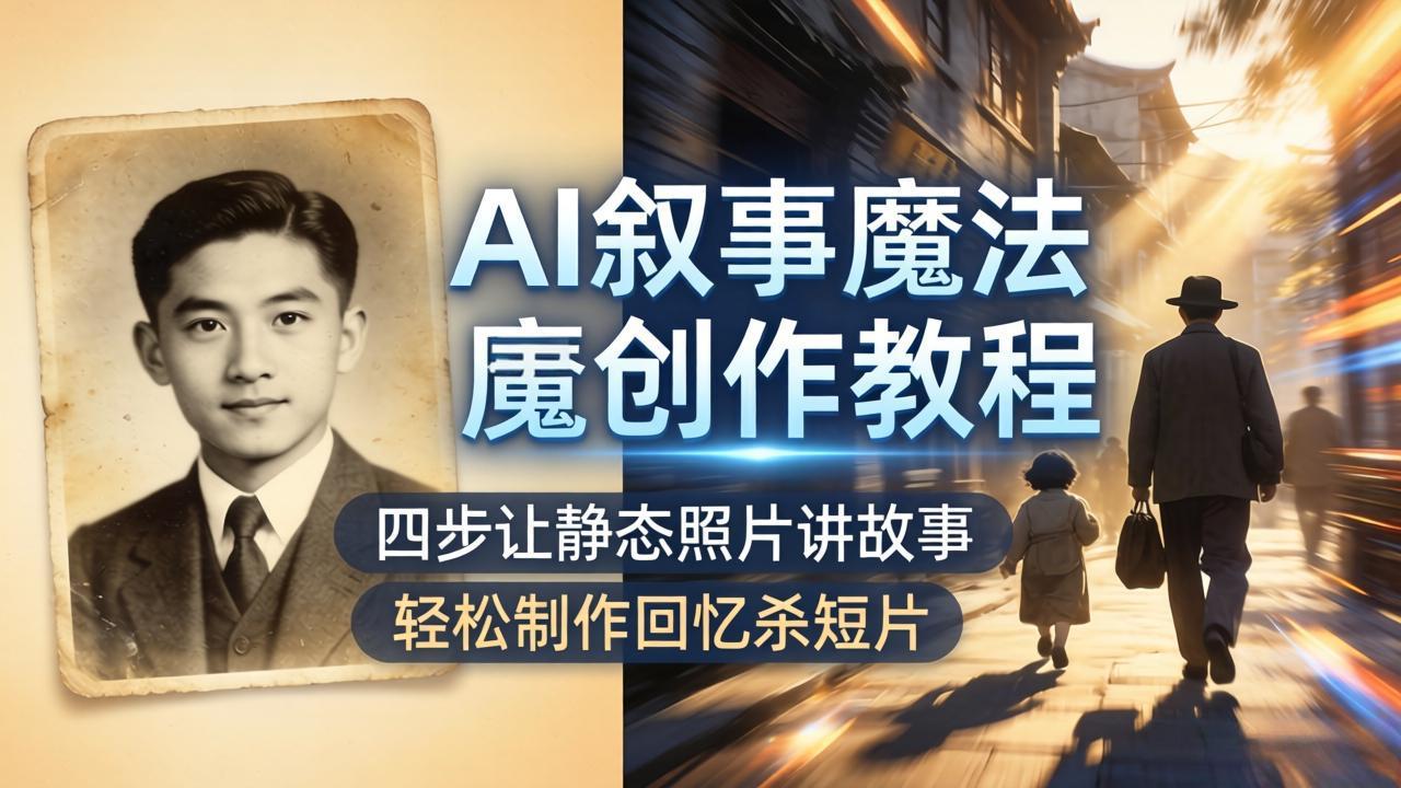 （18208期）AI叙事魔法创作教程，四步让静态照片讲故事，老照片修复加动态特效，轻松制作回忆杀短片-我爱项目网