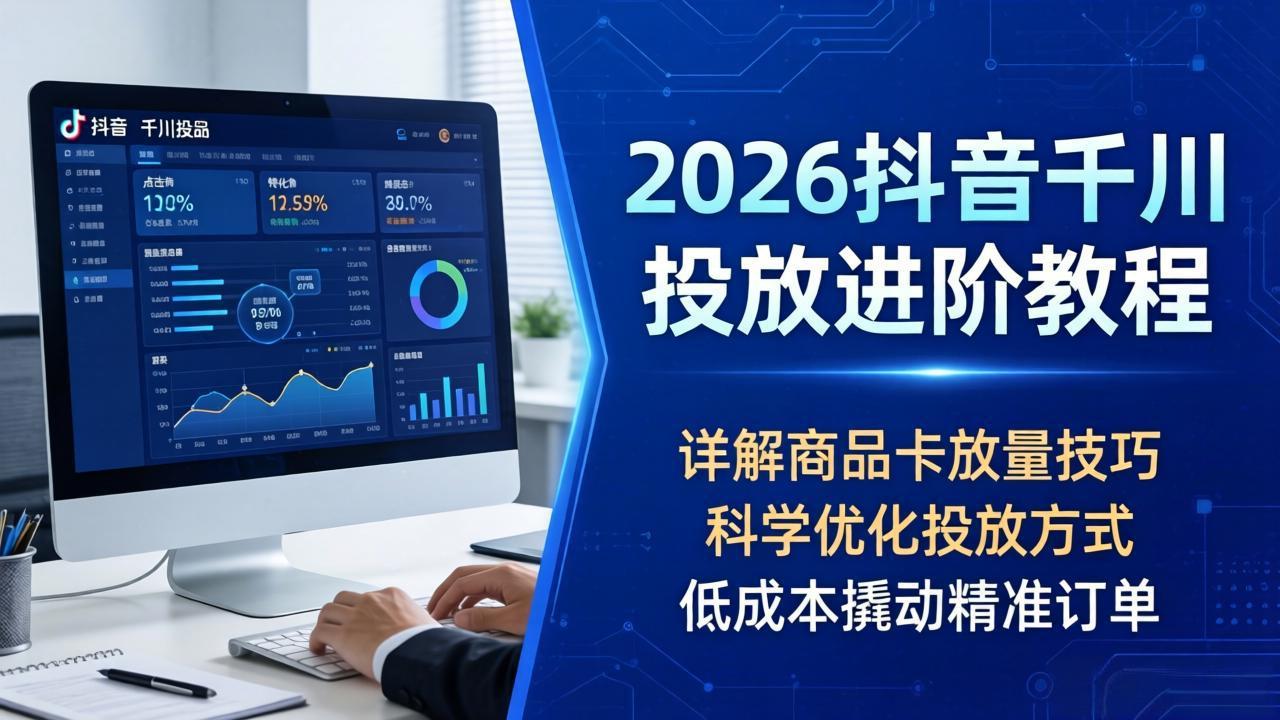 （18184期）2026抖音千川投放进阶教程，详解商品卡放量技巧，科学优化投放方式，低成本撬动精准订单-我爱项目网