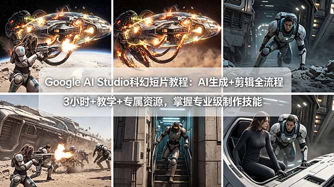 （18173期）Google AI Studio科幻短片教程：AI生成+剪辑全流程，3小时+教学+专属资源，掌握专业级制作技能-我爱项目网