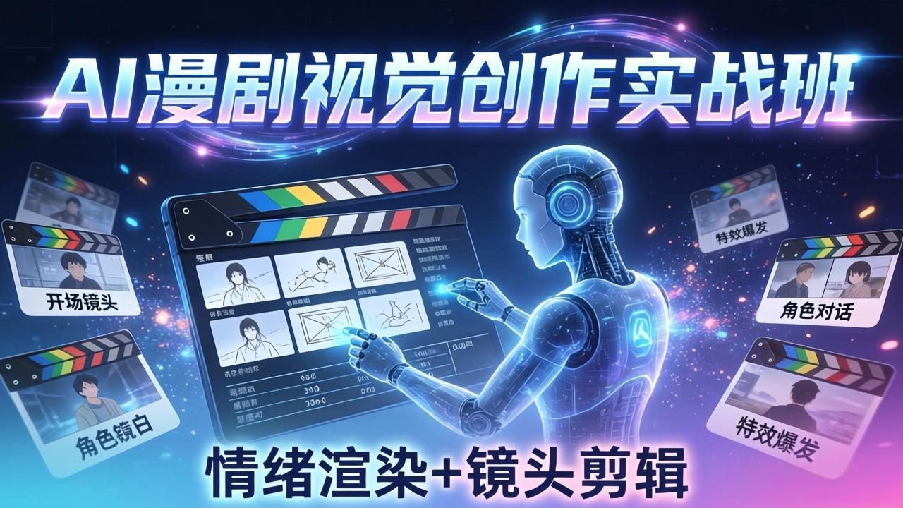 （17874期）AI漫剧视觉导演思维实战班，从脚本到成片全掌握，分镜设计情绪渲染一站学会-我爱项目网