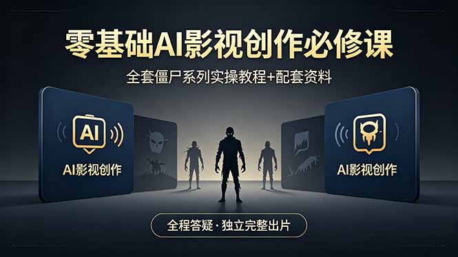 (18185期)零基础AI影视创作必修课,全套僵尸系列实操教程加配套资料,全程答疑带你独立完整出片-我爱项目网