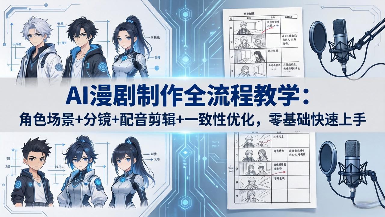 （18090期）AI漫剧制作全流程教学：角色场景+分镜+配音剪辑+一致性优化，零基础快速上手-我爱项目网