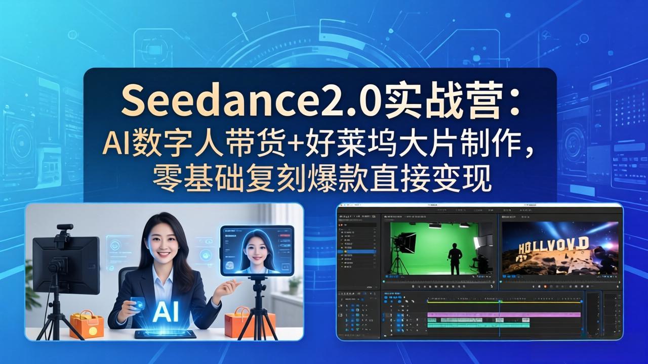 （18238期）Seedance2.0实战营：AI数字人带货+好莱坞大片制作，零基础复刻爆款直接变现-我爱项目网