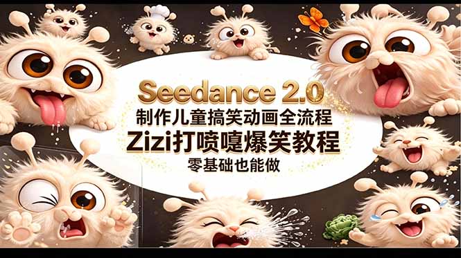 （18211期）Seedance 2.0 制作儿童搞笑动画全流程Zizi打喷嚏爆笑教程｜零基础也能做-我爱项目网